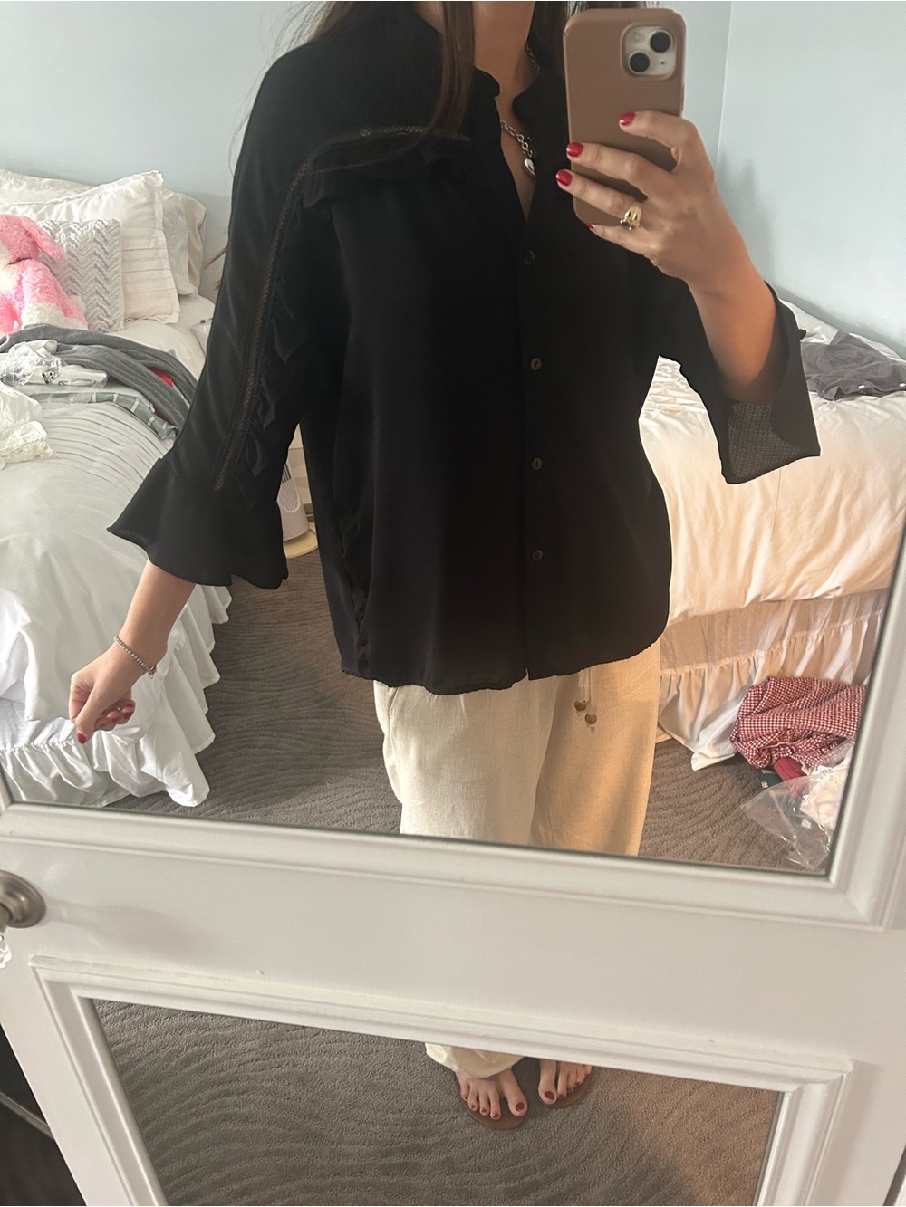 Black Ruffled Blouse - Picture 5 of 5